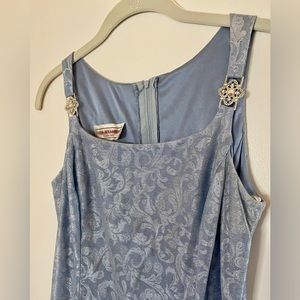 Vintage Jessica McClintock Gunne Sax Blue Brocade Dress (Size 7/8)
